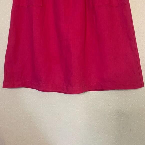 J Crew | Hot Pink Linen/Cotton A Line Skirt with Tie Belt - Picture 4 of 13